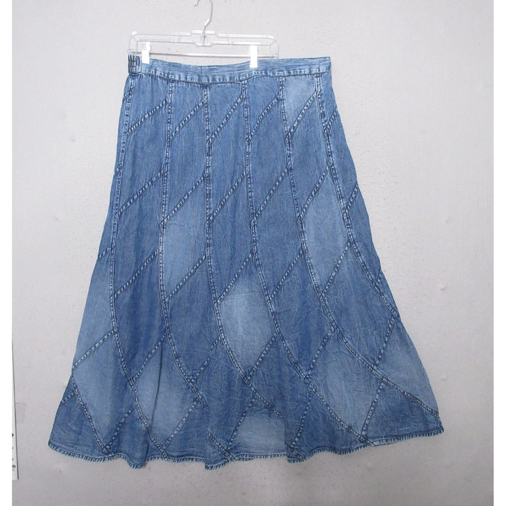 Vintage Studio West Denim Skirt 1X Patchwork Midi Boho Festival Western Y2K 90s
